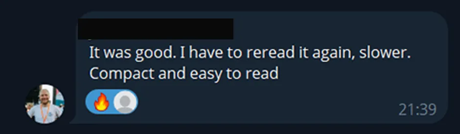 Reader testimonial
